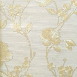 Cream grey gold color beautiful rose flower with long supporting stem leaf and small daisy flower pattern wallpaper