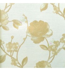 Gold cream color beautiful rose flower with long supporting stem leaf and small daisy flower pattern wallpaper