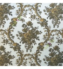 Brown gold grey color natural rose flower damask pattern ogee looks with sunflower leaf buds texture background wallpaper