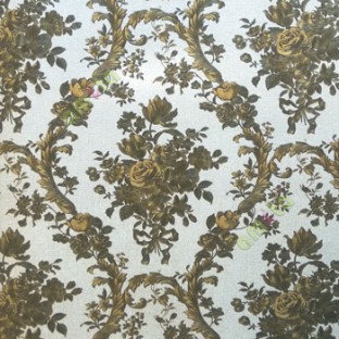 Brown gold grey color natural rose flower damask pattern ogee looks with sunflower leaf buds texture background wallpaper