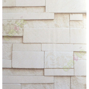 Brown white shiny stone cut finish brick design with floral cropped home décor wallpaper for walls