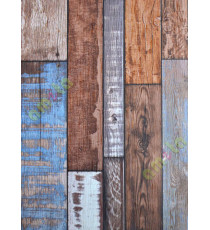 Brown black blue white natural wooden plank design home décor wallpaper for walls