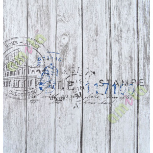 Black white blue Rome stamped wooden plank finish home décor wallpaper for walls