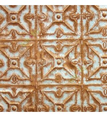 Copper brown blue color traditional square shape circles 3D effect finished home décor wallpaper