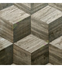 Black brown grey color geometric hexagon shapes wooden finished surface 3D texture effect lines layers home décor wallpaper