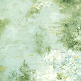 Green yellow beige color trees and flower in blurry design wallpaper