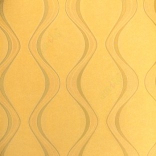 Gold and green color vertical flowing lines with self texture patterns wallpaper