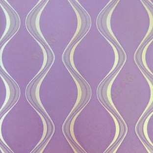 Purple silver color vertical flowing S-shaped and damask design wallpaper