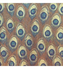 Brown blue gold green color peacock feather pattern looks beautiful prints in wallpaper