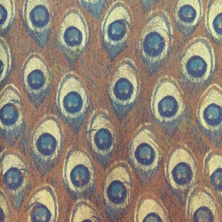 Brown blue gold green color peacock feather pattern looks beautiful prints in wallpaper