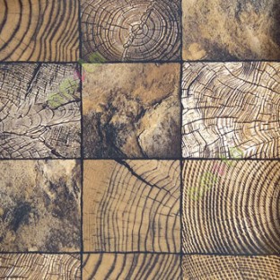 Brown black square shaped timber wood round circle dry wood pattern wallpaper