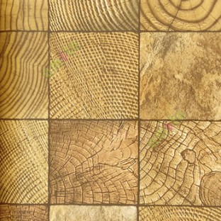 Yellow brown black square shaped timber wood round circle dry wood pattern wallpaper