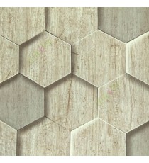 Brown black beige color honeycomb shaped geometric designs wood finished wallpaper