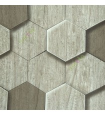 Black grey beige brown color honeycomb shaped geometric designs wood finished wallpaper