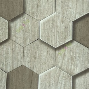 Black grey beige brown color honeycomb shaped geometric designs wood finished wallpaper