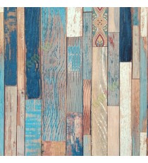 Blue black maroon grey color vertical textured wooden planks shiny finished wallpaper