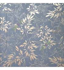 Navy blue grey gold color beautiful natural floral leaf twigs carved shaped long stems home décor wallpaper