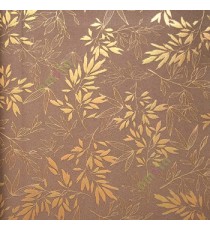 Dark brown gold color beautiful natural floral leaf twigs carved shaped long stems home décor wallpaper