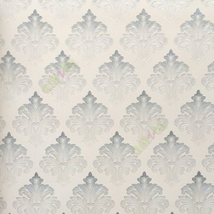 Blue white grey color traditional small damask pattern texture background floral petals swirl small dots home décor wallpaper