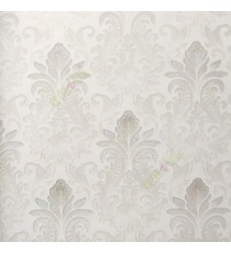 Grey beige white color traditional damask pattern texture background floral petals swirl small dots home décor wallpaper