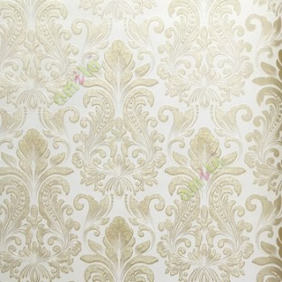 Gold white color traditional damask pattern texture background floral  petals swirl small dots home décor wallpaper