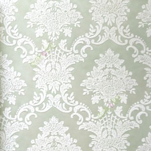 White blue beige color traditional embossed patterns damask texture designs swirls small dots home décor wallpaper