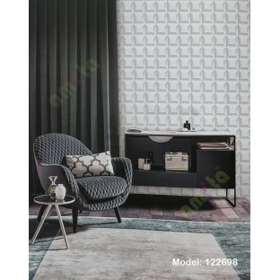 Grey white color geometric square rectangular hexagon 3D texture finished background sharp edges color shades home décor wallpaper