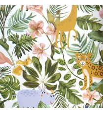 Green yellow blue white pink brown color leopard leaf hippo birds peacock crocodile lotus wilds plants and life beautiful flower kids home décor wallpaper