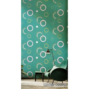 Bluish green color geometric circles semi lunar shapes texture thin round circles small gradients background home décor wallpaper