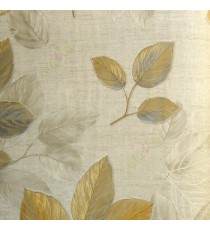 Gold grey beige cream color natural beautiful big leaf pattern twig designs texture background home décor wallpaper