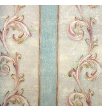 Pink gold blue beige color traditional large swirl carved finished designs vertical texture lines home décor wallpaper