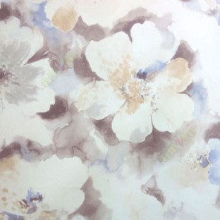 Brown white beige blue Color very big summer flower pattern in textured background wallpaper
