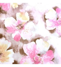 Pink white black grey yellow Color very big summer flower pattern in textured background wallpaper