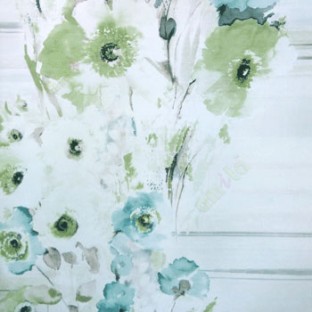 Green black beige blue grey color poppy flower pattern with long thin stem support looks like oil painting texture surface wallpaper