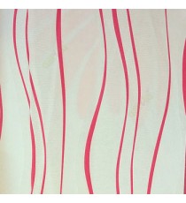 Red white cream color vertical flowing lines with texture polka dots and horizontal thread lines wallpaper