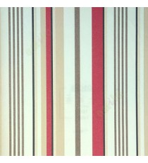 Red black cream brown texture finished vertical pencil stripes wallpaper