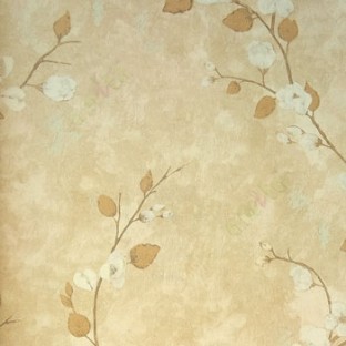 Brown beige gold color flower leaf twig  summer flower floral pattern wallpaper
