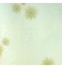 Green and white color traditional flower leaf  with stem decorative wallpaper