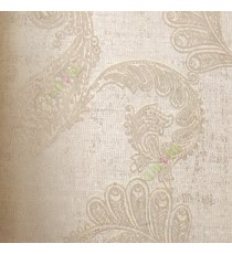 Light brown gold color traditional large swirls embossed pattern floral leaf designs texture surface home décor wallpaper