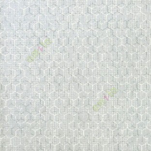 Blue white grey silver color solid texture finished geometric hexagon shapes honeycomb structure home décor wallpaper