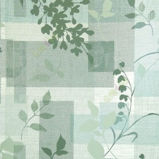 Grey blue beige color texture geometric shaped long stem leaf  floral pattern wallpaper
