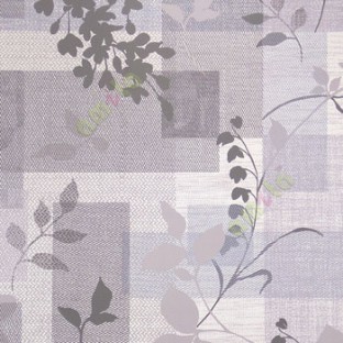 Black purple beige color texture geometric shaped long stem leaf  floral pattern wallpaper