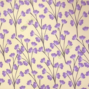 Beautiful Purple beige color flower in black color long stem flower twig pattern wallpaper