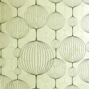 Contemporary black beige green color circle globe and lines interconnected all circles pattern wallpaper