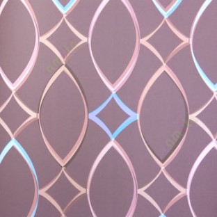 Purple beige black blue color abstract design oval and dice shaped pattern wallpaper