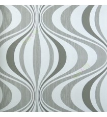 Traditional grey cream black color layer of flowing lines ogee design continues S shaped wallpaper