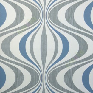 Traditional blue grey cream color layer of flowing lines ogee design continues S shaped wallpaper