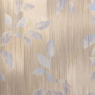 Brown beige blue color traditional and contemporary mixed floral leaf vertical digital stripes wallpaper