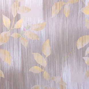 Brown yellow purple color traditional and contemporary mixed floral leaf vertical digital stripes wallpaper