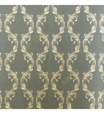Black gold color traditional floral leaf swirls ogee pattern decorative designs vertical texture lines small dots home décor wallpaper